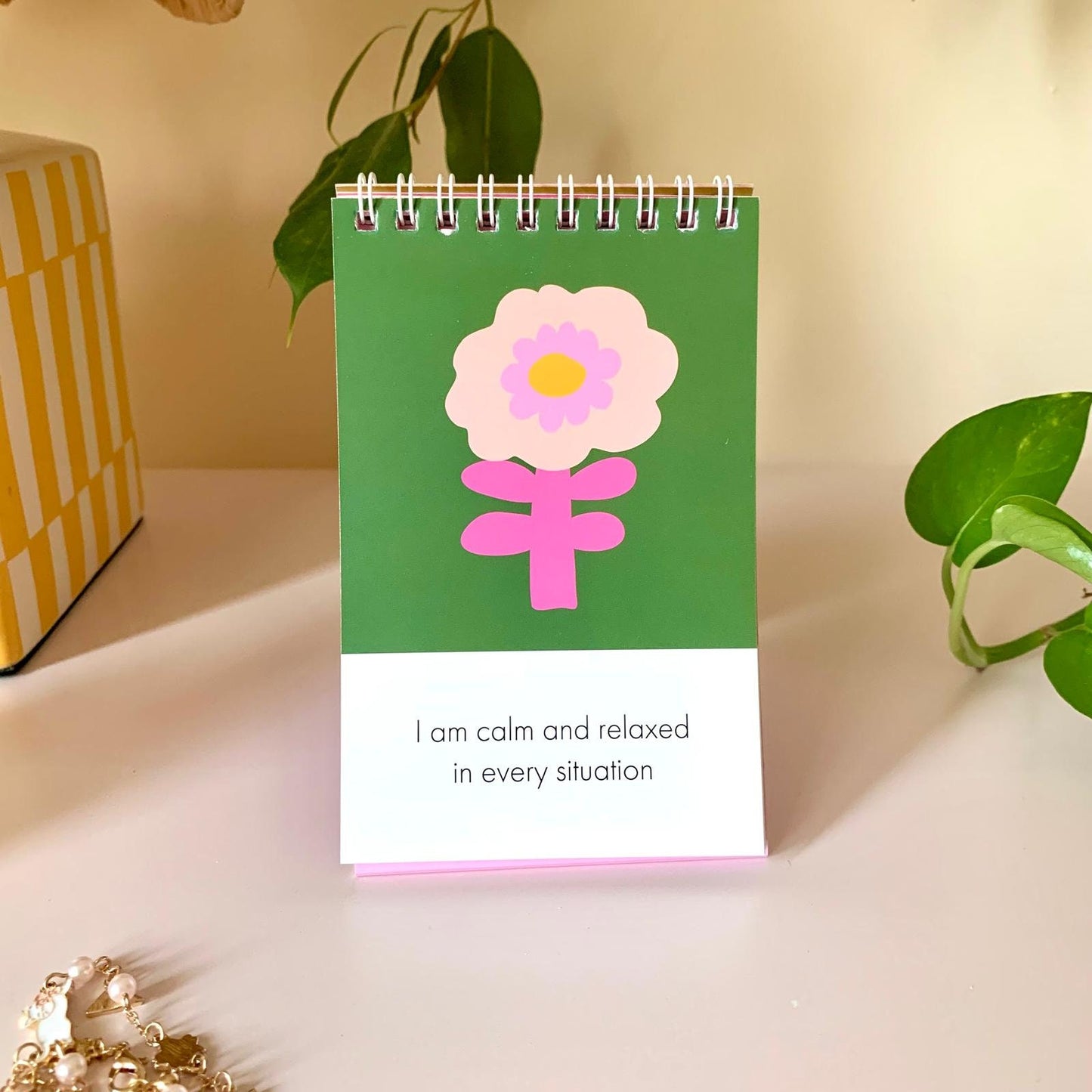 Live Happy Self-care Gift Box,  Includes Glass Vase, Dried Flowers Bouquet, Candle Holder, and Affirmation Calendar in a Luxury Gift Box