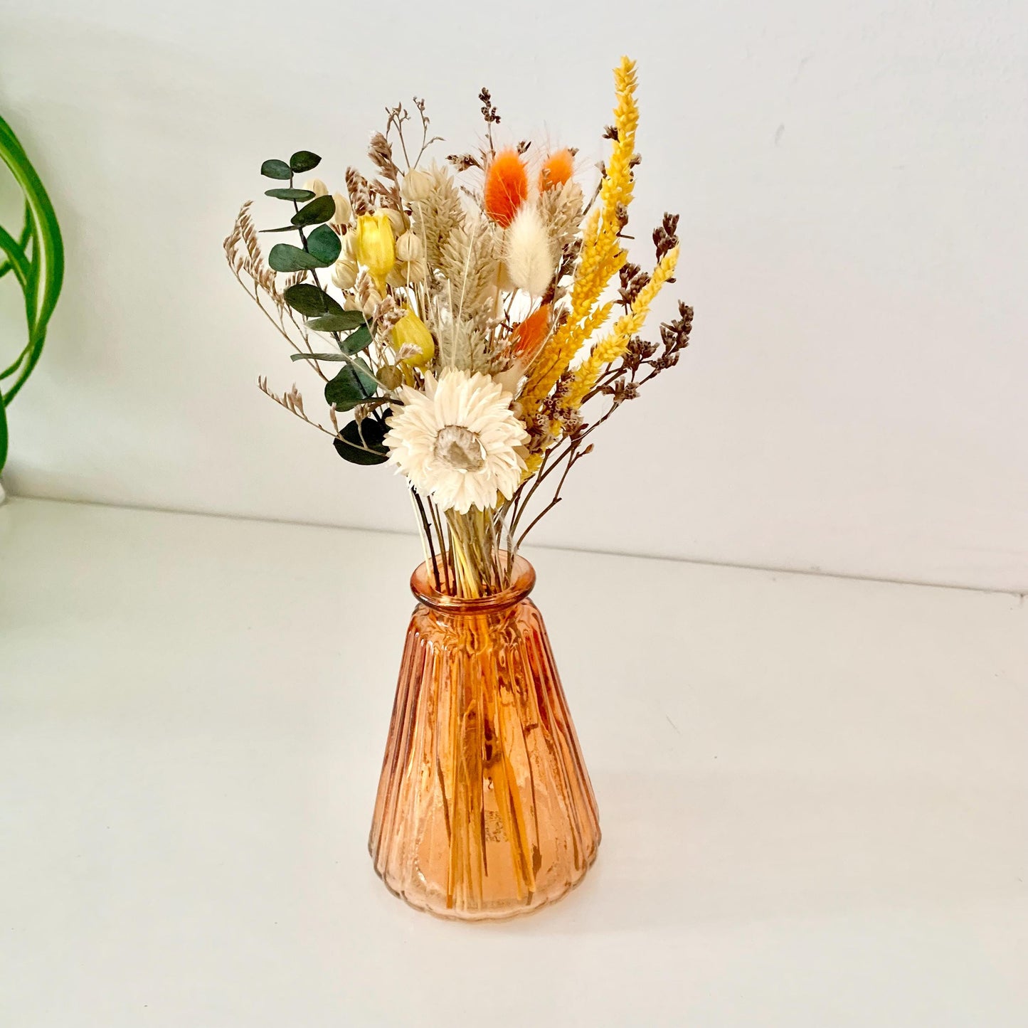 Green Floral Notebook Gift Box with Glass Vase, Golden Candle Holder & Dried Flower Bouquet – Cozy Birthday or Work Friend Gift Set